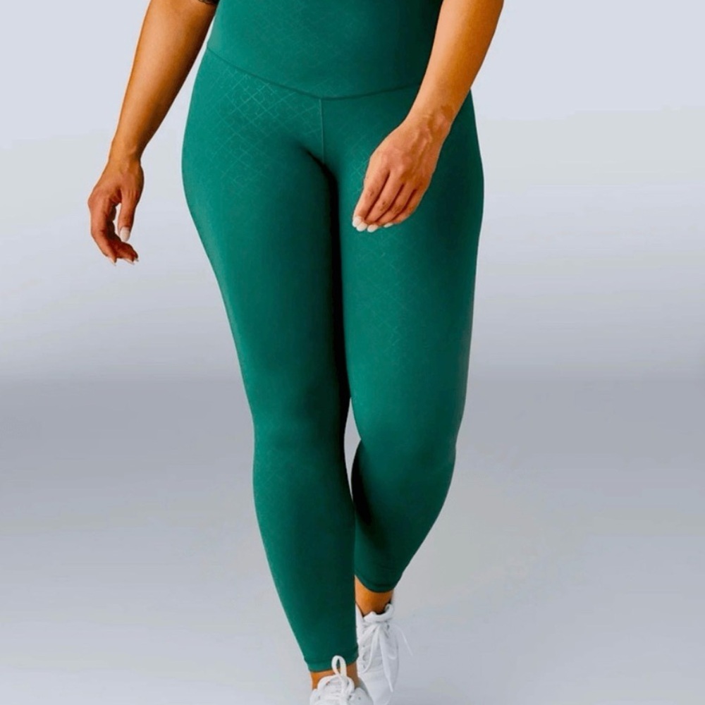 SHEFIT Green High Waisted Compression Leggings Crown Logo Activewear